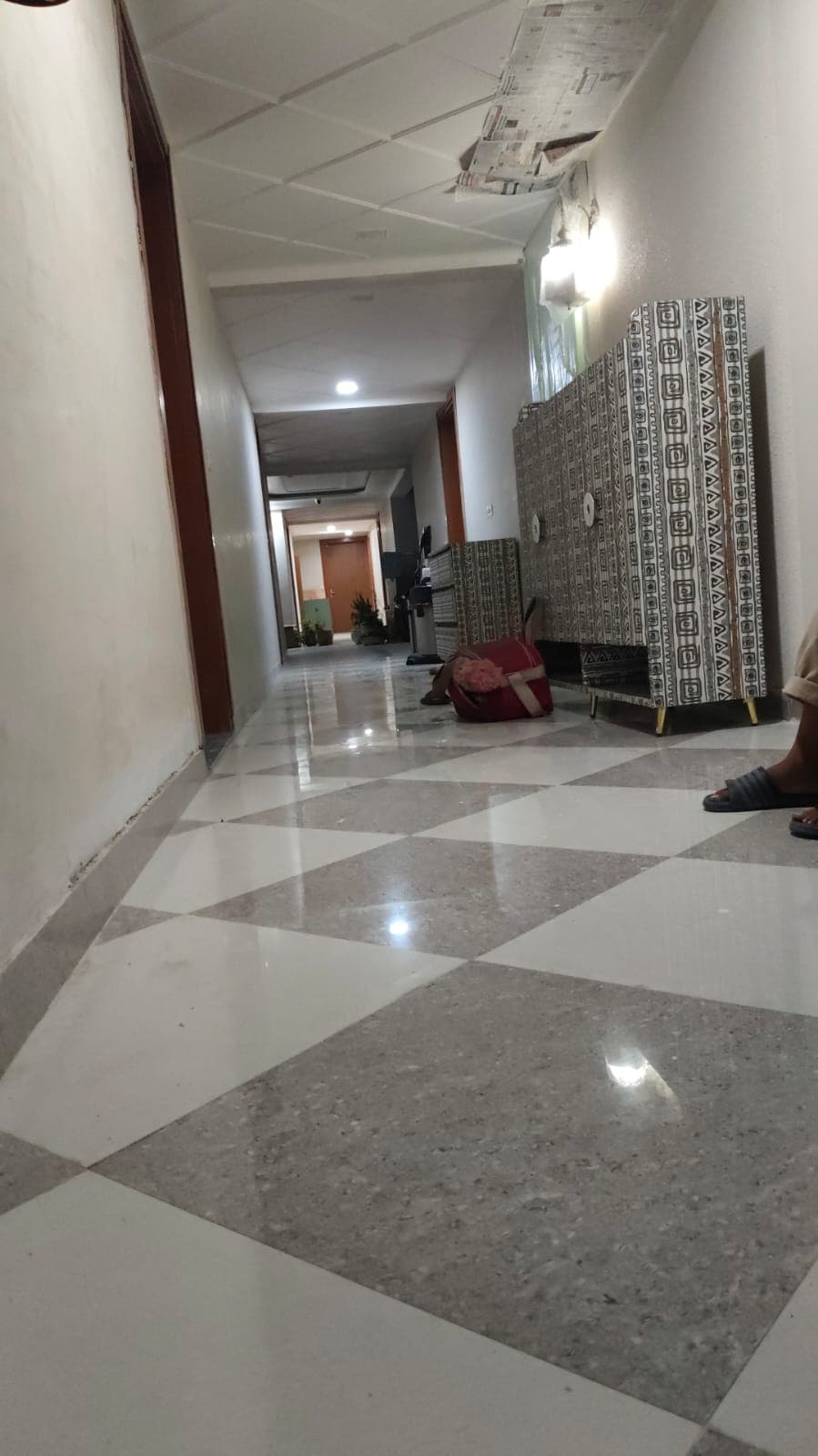 Polished corridor floor after cleaning